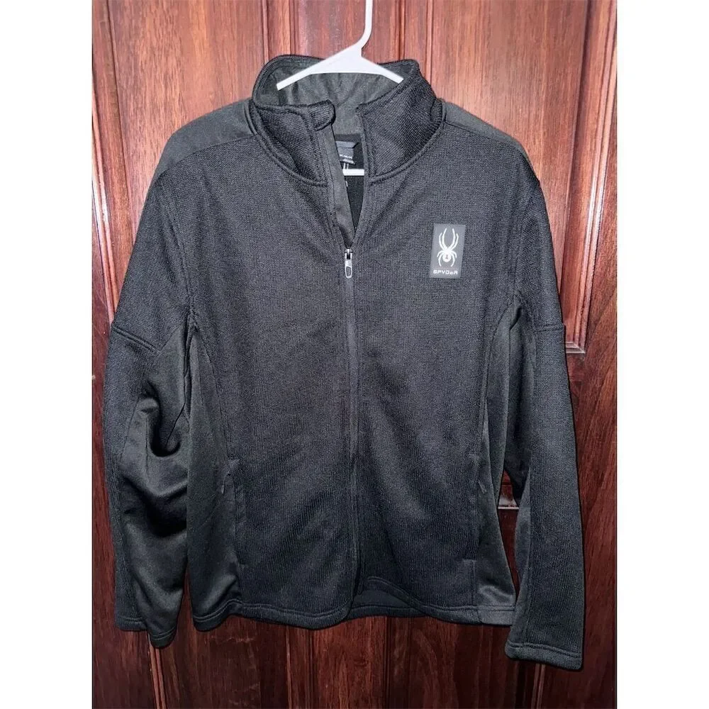 Spyder Men's Medium Full-Zip Black Jacket Casual Mid-Length Softshell - Picture 1 of 7